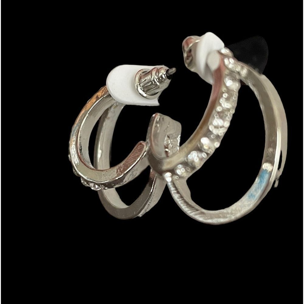 2/$15 SILVER AND RHINESTONE HOOP EARRINGS‎
